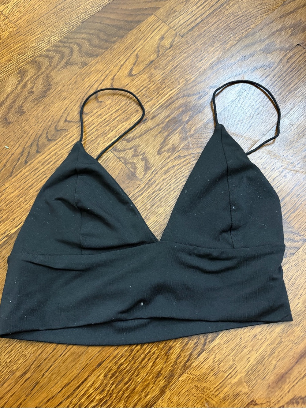 Black Triangle Bralette with Thin Straps